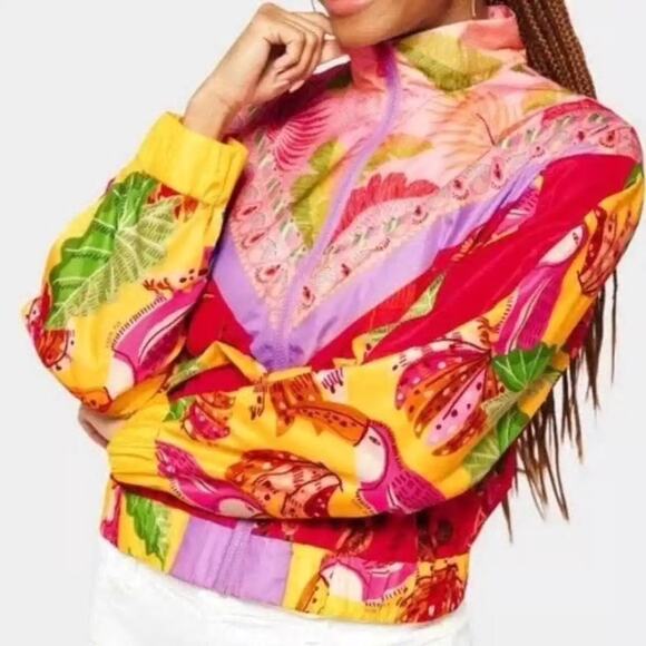 NWOT Farm Rio Mixed Scarves Lightweight Windbreaker Jacket - Picture 4 of 4